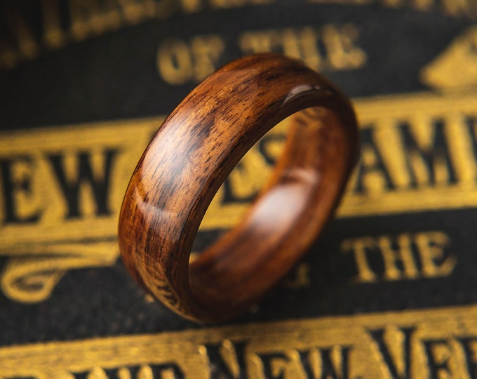 Mens Wood Wedding band made from Santos Rosewood, Mens promise ring, Wooden ring