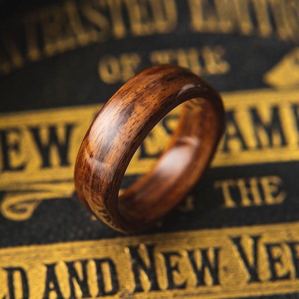 Mens Wood Wedding band made from Santos Rosewood, Mens promise ring, Wooden ring