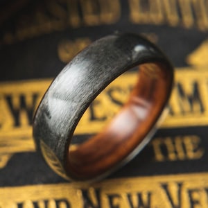 Mens Wood Wedding band made from Santos rosewood and Grey birds eye maple, Mens promise ring, Mens engagement ring