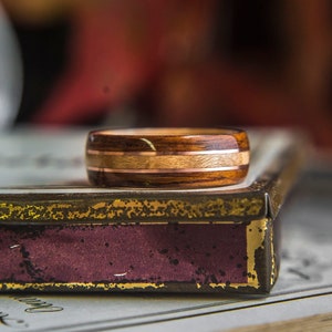 Mens Wood Wedding band with Birdseye, Rosewood and Copper inlay,  Mens Wedding Band, Wood wedding band, For him