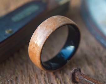 Mens Wedding band made from Ebony and Birds eye maple, Mens promise ring, Mens Engagement ring