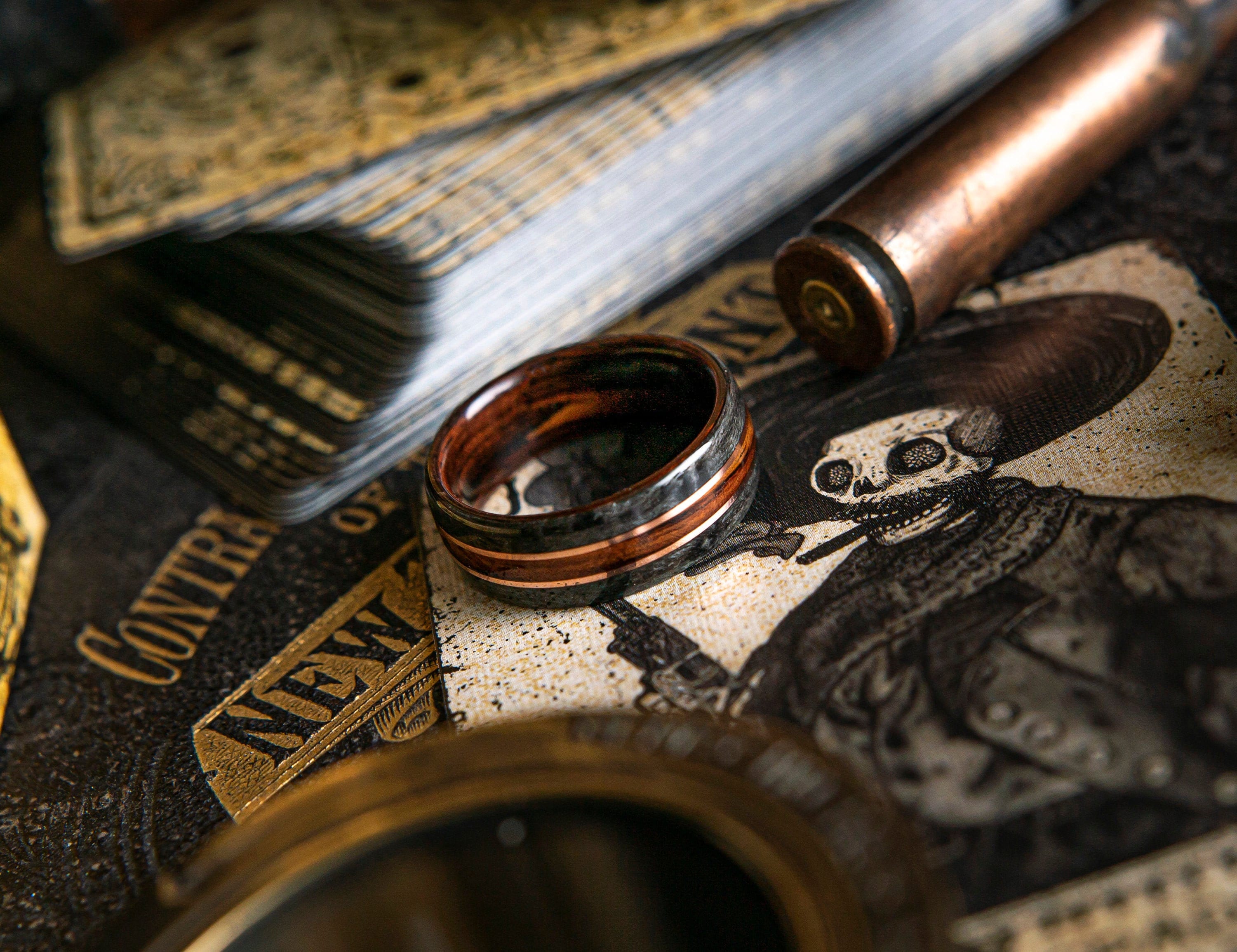 Wood and copper wedding band deals