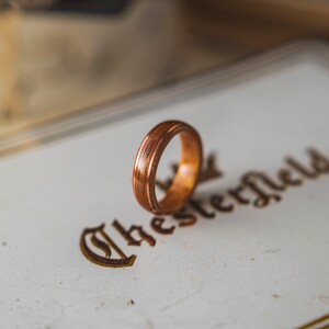 Mens Wedding band made from Koa with 2 thin copper wire inlay, Mens engagement ring, Mens promise ring image 2