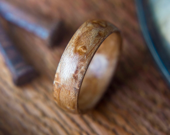 Mens Wedding Band made from Birds eye maple, Mens promise ring