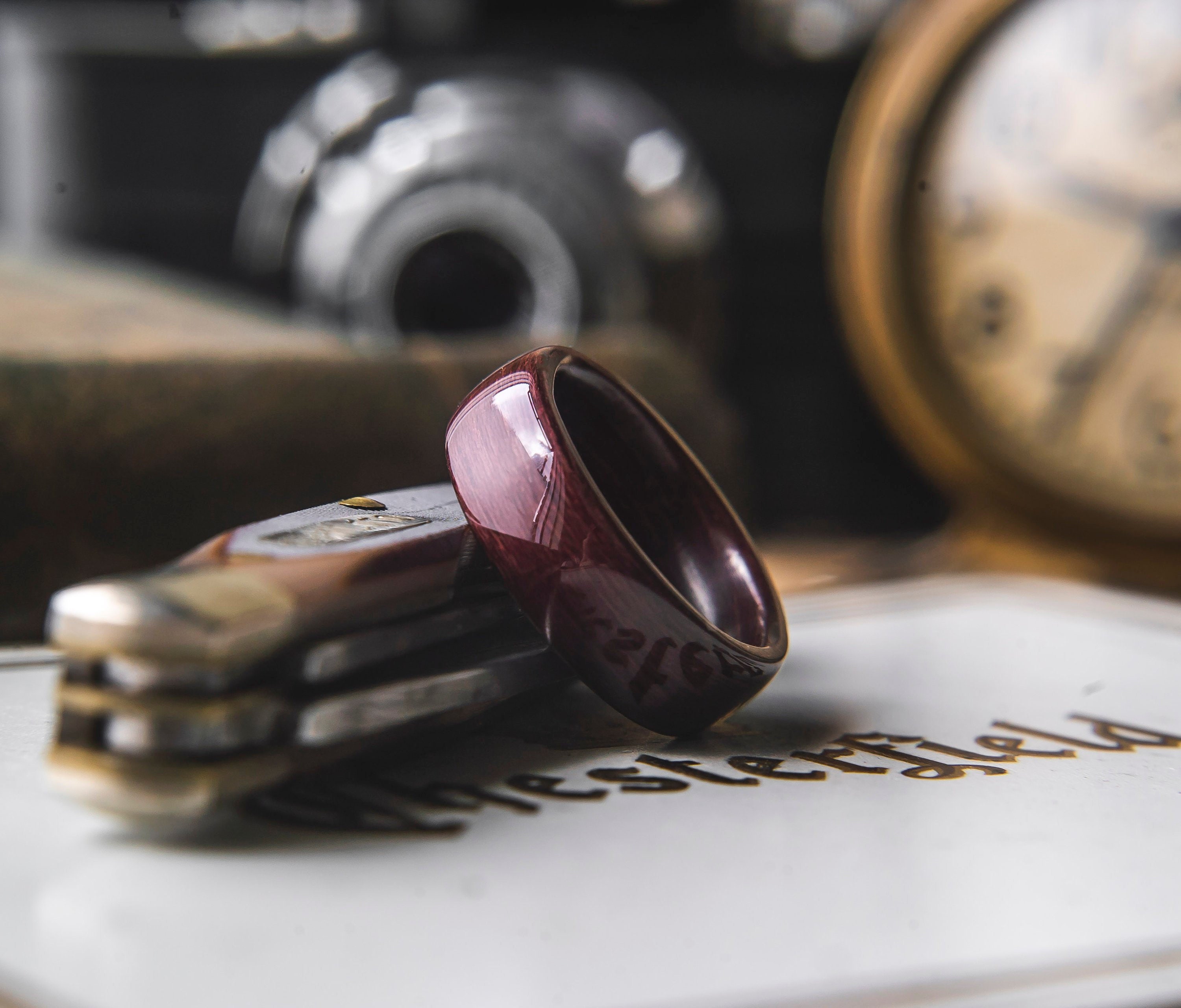 Purple heart wood store wedding ring