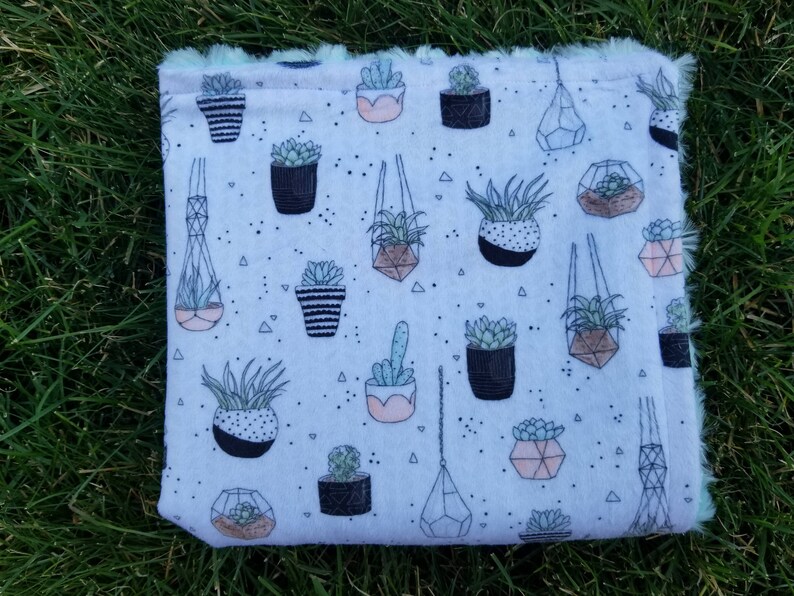 Succulent Blanket-Succulent decor-Succulent Nursery-Succulents-Mint Blanket-Baby Shower Gift-