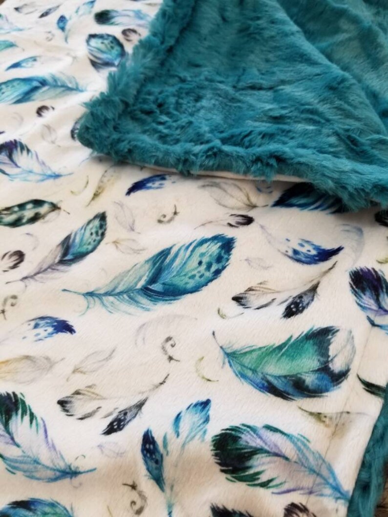 Tribal Feathers Minky Blanket Boho Baby Gender Neutral Baby Etsy