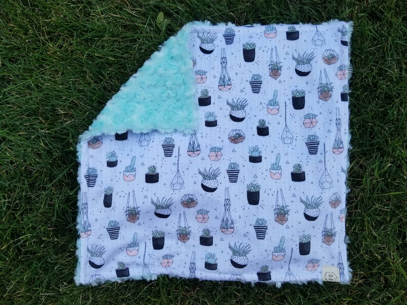 Succulent Blanket-Succulent decor-Succulent Nursery-Succulents-Mint Blanket-Baby Shower Gift-