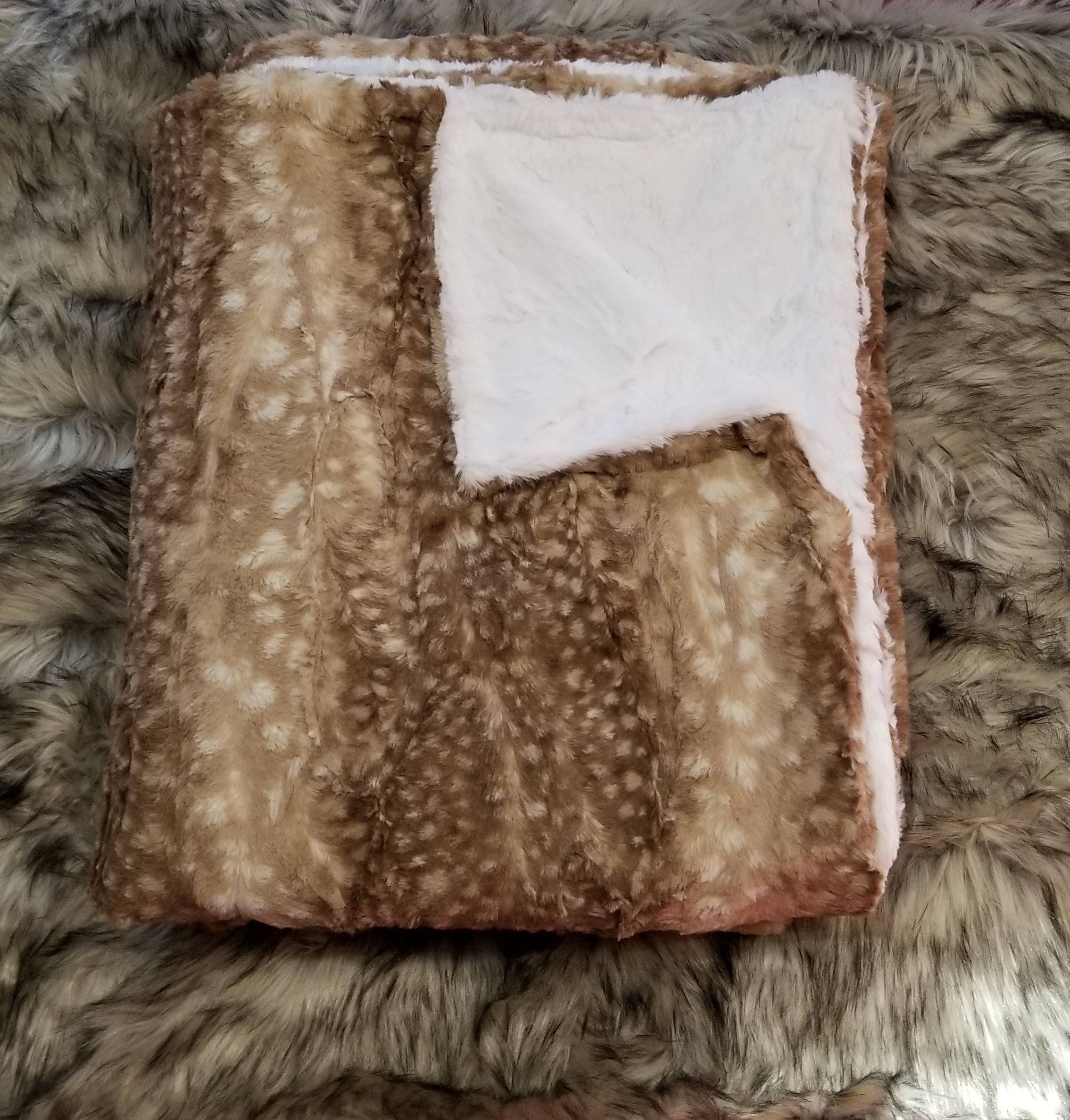 Fawn fur blanketminky blanketfaux fawn furwoodland Etsy