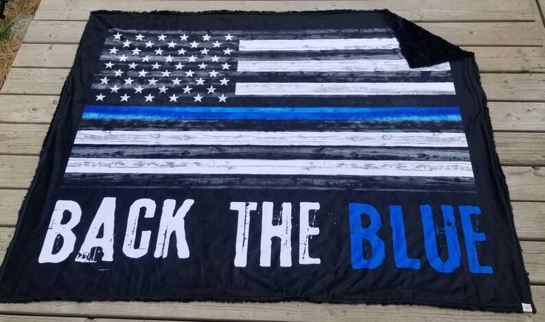 Police blanket-cop blanket-sheriff blanket-minky blanket-baby shower gift-birthday gift-flag blanket-blue line gifts-back the blue gift