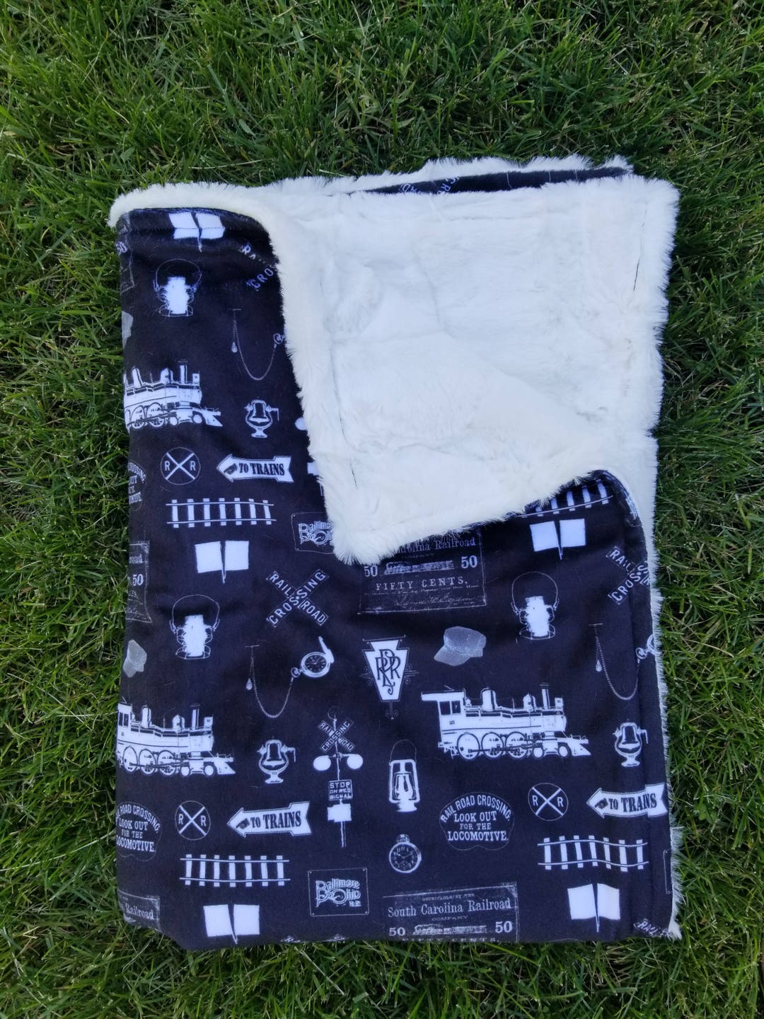 Train Blankettrain Blankettrain Nurserybaby Boy Blanketboy Etsy