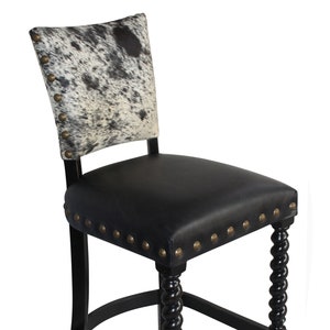 Barley Twist Cowhide Counter Stool - Salt + Pepper Black - 4 Seat Minimum Required!