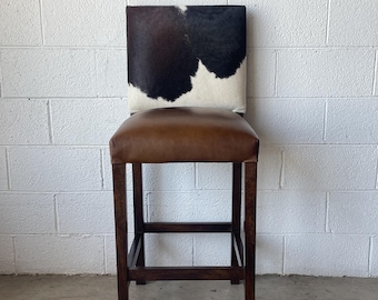 Modern Cowhide Counter Stool with Back - 4 Seat Minimum Required!