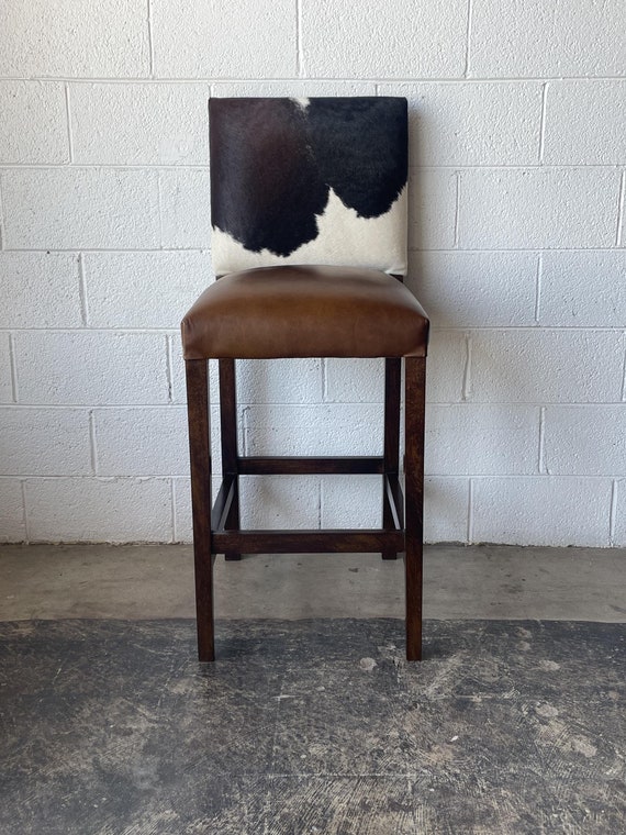 Modern Cowhide Counter Stool with Back - 4 Seat Minimum Required!