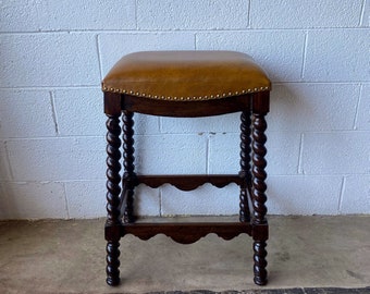 Spanish Twist Leg Leather Bar Stool - 4 Seat Minimum Required!