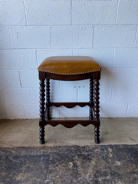 Spanish Twist Leg Leather Bar Stool - 4 Seat Minimum Required!