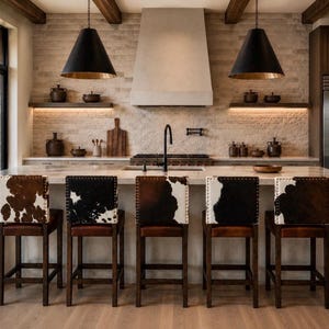 Modern Cowhide Counter Stool with Back - 4 Seat Minimum Required! bild 1