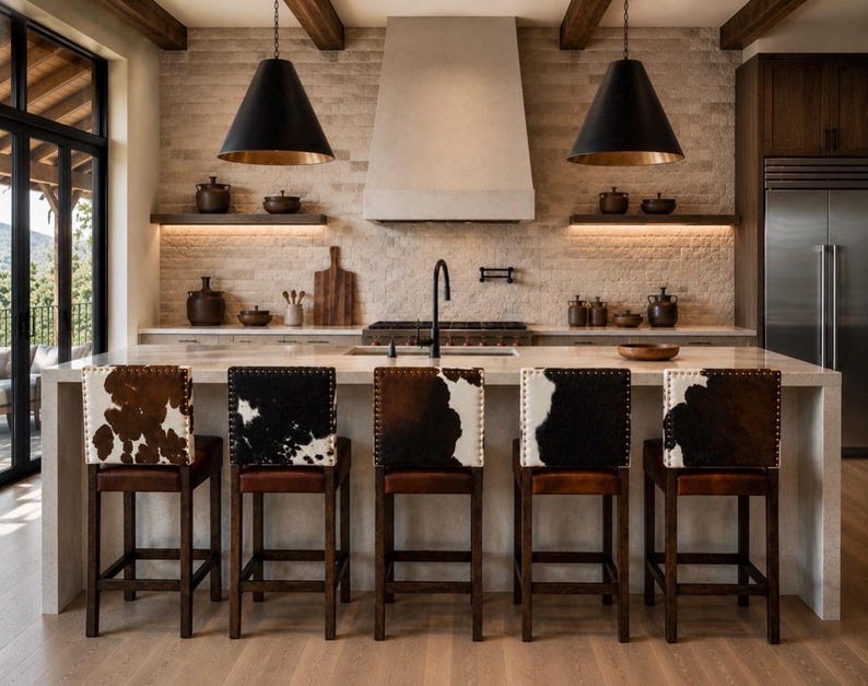 Modern Cowhide Counter Stool with Back - 4 Seat Minimum Required! bild 1