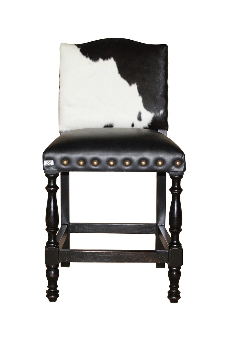 Colton Cowhide 30 Bar Stool Black and White 4 Seat Etsy