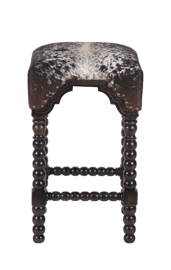 Black Bobbin Leg Cowhide Counter Stool Cowhide Counter Stool Etsy