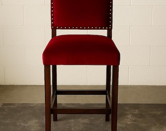 Modern Red Velvet Bar Stool with Back - 4 Seat Minimum Required!