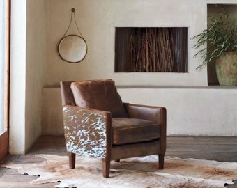 Scottsdale Collection - Accent #2 - Leather + Cowhide Arm Chair - 2 SEAT MIMINUM!