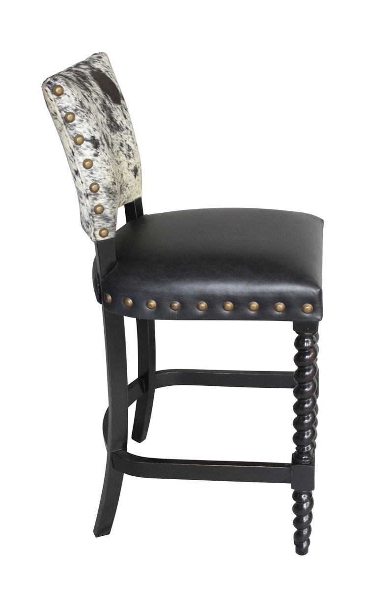 Barley Twist Cowhide Bar Stool Salt Pepper Black 4 Seat Etsy