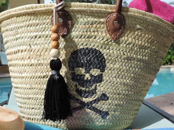 Skull Bones Skull Bones Edgy Straw Bag Tassel Tassel Bag Beach Bag Woven Bag Tote Weekend Tote Moroccan Bag French Market Bag Etsy