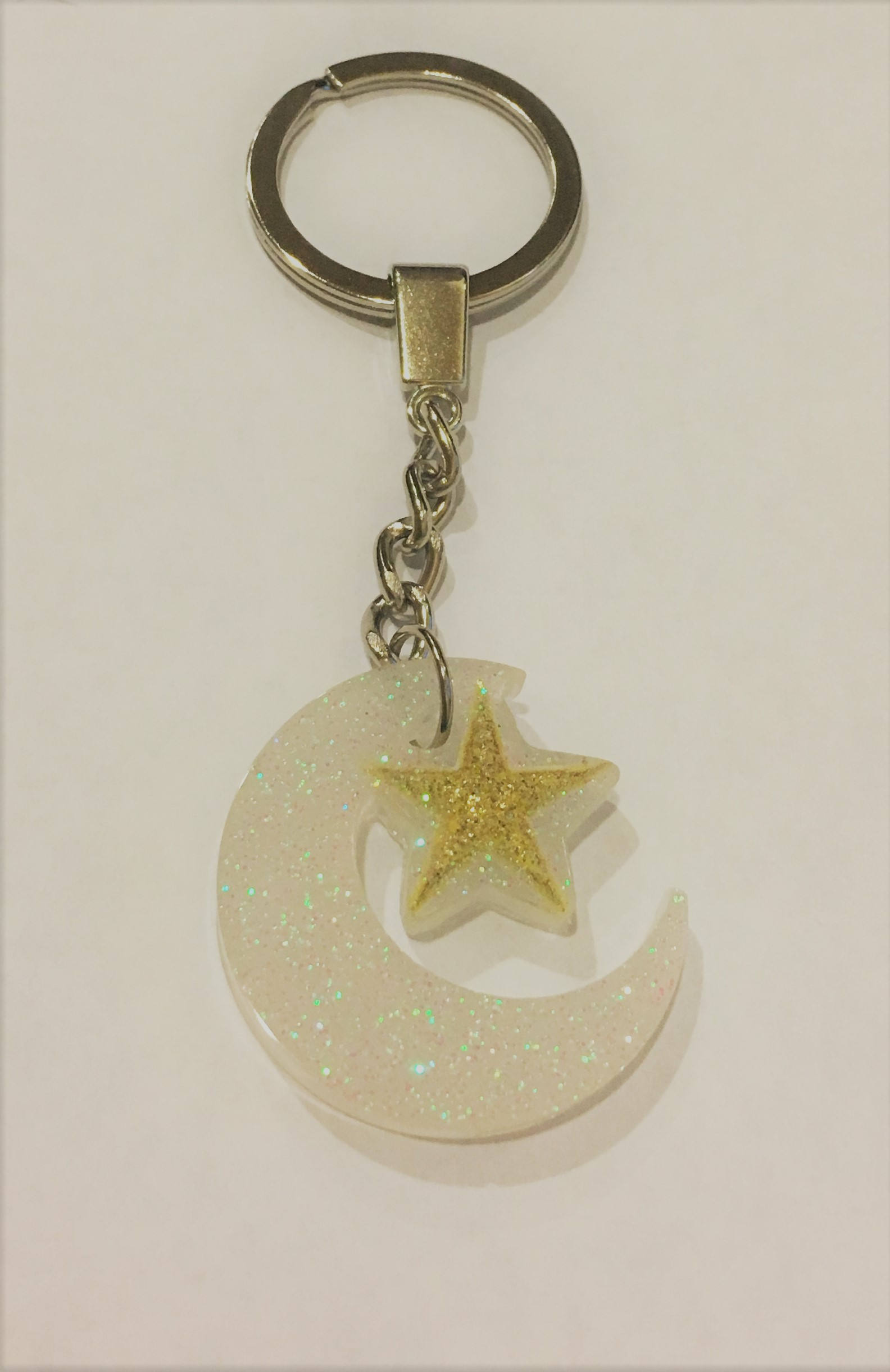 moon and star key chain resin key chain glittery key chain Etsy