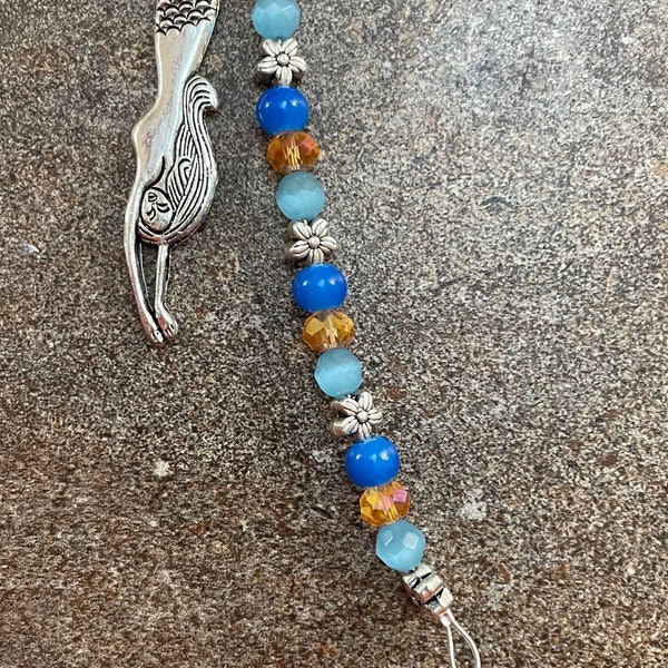 Handmade silver & beaded mermaid bookmark