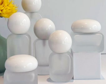 Flacon de lotion/spray vide en verre blanc dépoli avec pompe, récipient rechargeable pour crème cosmétique pour parfum, huiles essentielles