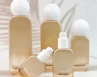 Leere Glas Lotion Flasche, nachfüllbare Kosmetikbehälter mit Pumpe, Auslaufsicher für Gesichtsessenz, ätherische Öle, Handseife, Handseife