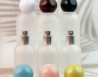White Frosted Glass Perfume Spray Bottles, Refillable Fine Mist Atomizer for Fragrance, Essential Oils, Travel Size Cosmetic Container