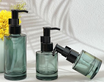 Refillable Glass Pump Bottle - Reusable Lotion/Shampoo/Hand Soap Containers, Home Essential, Daily Use, Bathroom Accessories Set