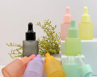 20ml Reusable Colorful Frosted Glass Dropper Bottles for Essential Oils, Perfumes, Liquids, Leak-Proof, Skincare & Aromatherapy Supplies