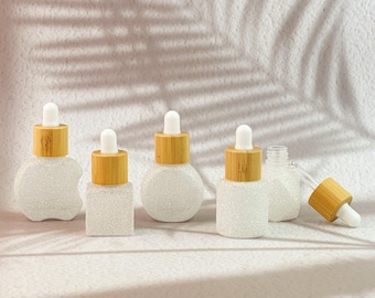 8ml Mini Glass Dropper Bottles with Natural Wooden Caps, Fillable with Essential Oils, Serums and Perfumes, Leak-Proof and Reusable