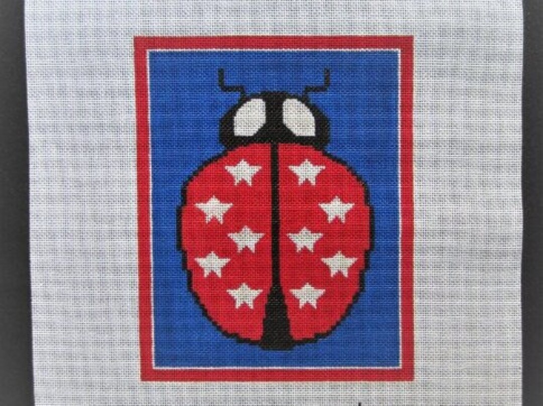 Sale ** PATRIOTIC LADYBUG NEEDLEPOINT Hand Painted 18 Ct Bongo Red ...