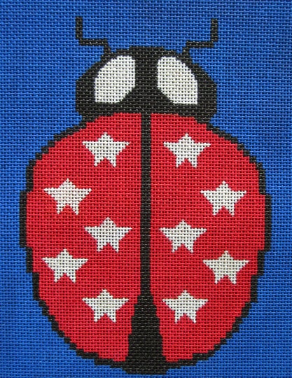 Sale ** PATRIOTIC LADYBUG NEEDLEPOINT Hand Painted 18 Ct Bongo Red ...