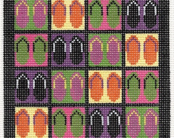 FLIP FLOPS Summertime Sandals HP 18 Ct. Needlepoint Canvas