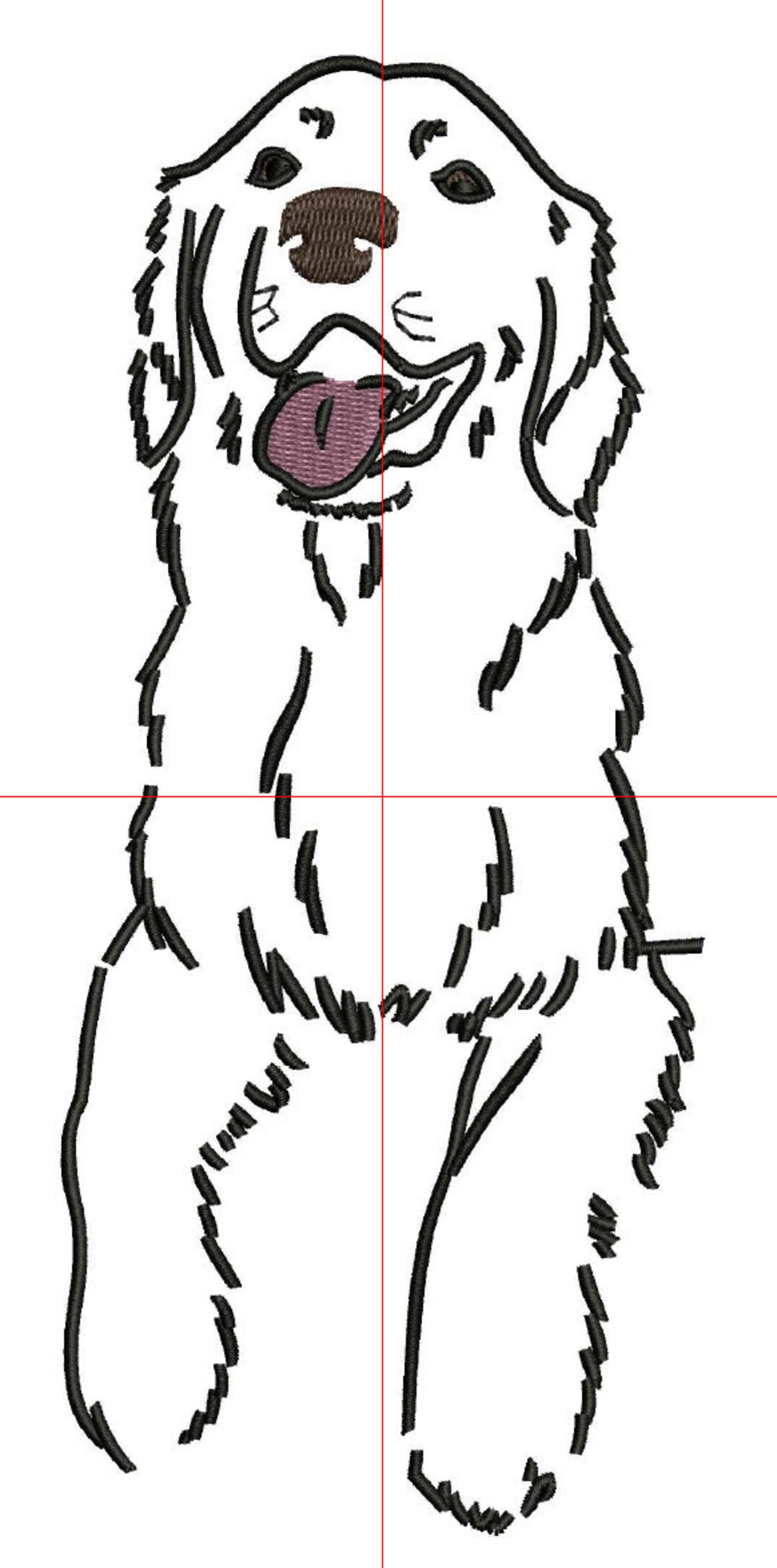 Cute Golden Retriever Dog Lineart Embroidery Cute Golden Retriever Dog Lineart Embroidery