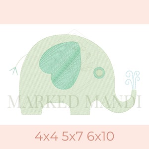 Elephant Sketch Stitch Machine Embroidery Design