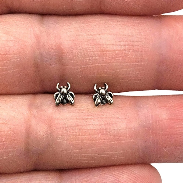 5mm Very Tiny Fly Sterling Silver Stud Earrings, Multiple Piercings, Tiny Studs, Cartilage Studs, Minimalist  Dainty Earrings