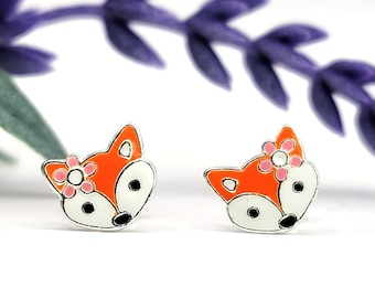 Fox Sterling Silver Stud Earrings