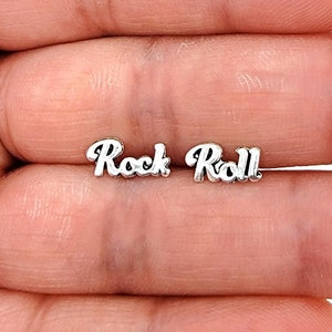 Very Tiny Rock and Roll Sterling Silver Stud Earrings, Multiple Piercings, Tiny Studs, Cartilage Studs, Minimalist  Dainty Earrings