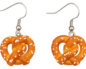 Pretzel Dangle Earrings Polymer Clay Miniature Food Snack Jewelry