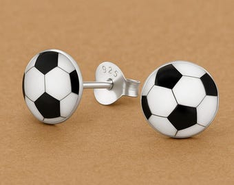 Soccer Ball Stud Earrings 925 Sterling Silver Ultra-Tiny Sports Minimalist Jewelry