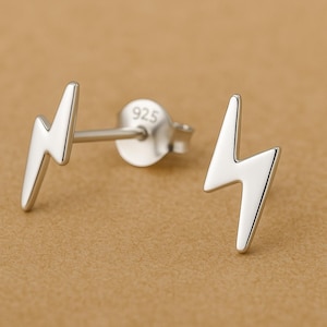 Lightning Bolt 925 Earrings Sterling Silver, Ultra-Tiny Cartilage Jewelry, Minimalist Gift