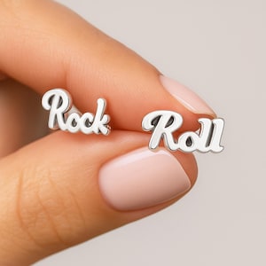 Rock and Roll Sterling Silver Stud Earrings: Dainty Music Jewelry