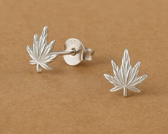 Ultra-Tiny 925 Sterling Silver Leaf Stud Earrings, Minimalist Nature Cartilage Jewelry