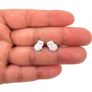Pink Glitter Pig 925 Sterling Silver Earrings, Tiny Animal Studs, Dainty Cartilage Jewelry Gift, Cute Piglet Earrings